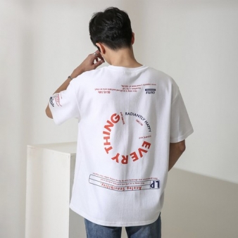 단군 남성용 에브리띵 그래픽 나염 오버핏 반팔 티셔츠